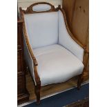 A pair of Edwardian inlaid mahogany tub chairs