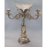 A Victorian electroplate epergne height 60cm (a.f.)