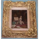 Follower of Sir Peter Lely, portrait of a lady, oil on panel, in carved giltwood Florentine frame