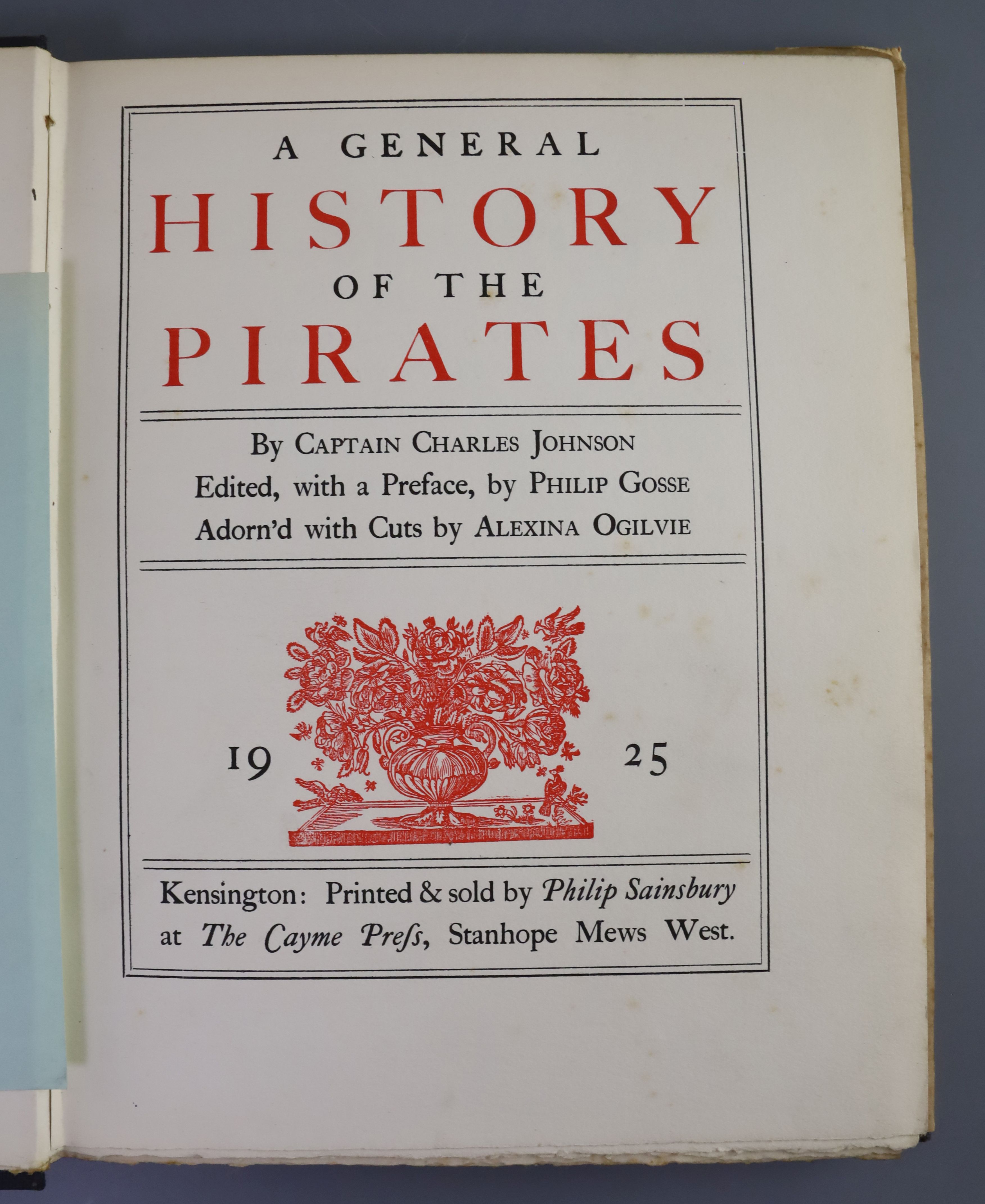 Johnson, Charles, Capt., Pseud - A General History of the Pirates, one of 500, 2 vols, qto, original - Image 2 of 3