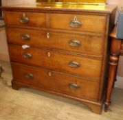 A George III oak chest of five drawers W.101cm