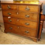 A George III oak chest of five drawers W.101cm