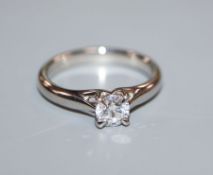 A Mappin & Webb platinum set solitaire diamond ring, size L, with original elaborate Mappin & Webb