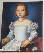 Modern oil on canvas, Portrait of a young lady, indistinctly signed and dated 1977, 60 x 48cm,