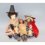 Two French Eden Bébé miniature dolls, a felt doll and other dolls