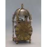 A 17th century lantern clock by Samuel Atkinson with brass Roman chapter ring (faults) height 34cm