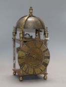 A 17th century lantern clock by Samuel Atkinson with brass Roman chapter ring (faults) height 34cm