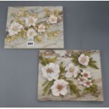 Two Celia Keegan fine floral wall plaques