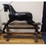 A Lines Brothers Ltd Sportiboy black rocking horse, on tressle underframe, early 20th century, the