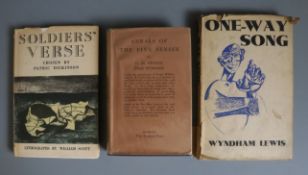 Lewis, Wyndham - One-Way Song, 8vo, original cloth, with d.j. (torn), Faber and Faber, 1933, and