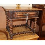 An 18th century Portuguese rosewood side table, with frieze drawer W.57cm