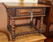 An 18th century Portuguese rosewood side table, with frieze drawer W.57cm