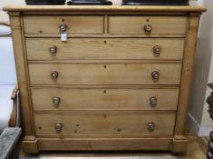An early Victorian pine chest of drawers W.122cm