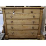 An early Victorian pine chest of drawers W.122cm