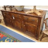 A Georgian style oak dresser base W.168cm