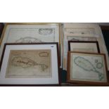 A group of assorted 18th century and later maps, mostly of the Island of St Christophers