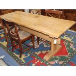 A golden oak refectory table 202 x 72cm