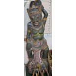 An Indonesian Hanuman painted wood figure height 81cm