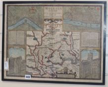 John Norden Augmented by John Speed, a hand-coloured engraved map of Middlesex - St. Peter's and