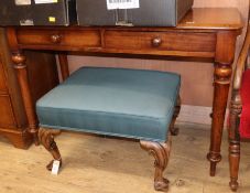 A Victorian mahogany two drawer hall table and a Regency mahogany carver W.112cm