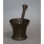 A 17th century Continental bell metal mortar and pestle