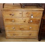 A Victorian pine chest of five drawers W.102cm