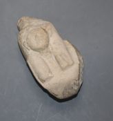 An Egyptian 18th / 19th century limestone head, possiblt from antiquity, length 14cm