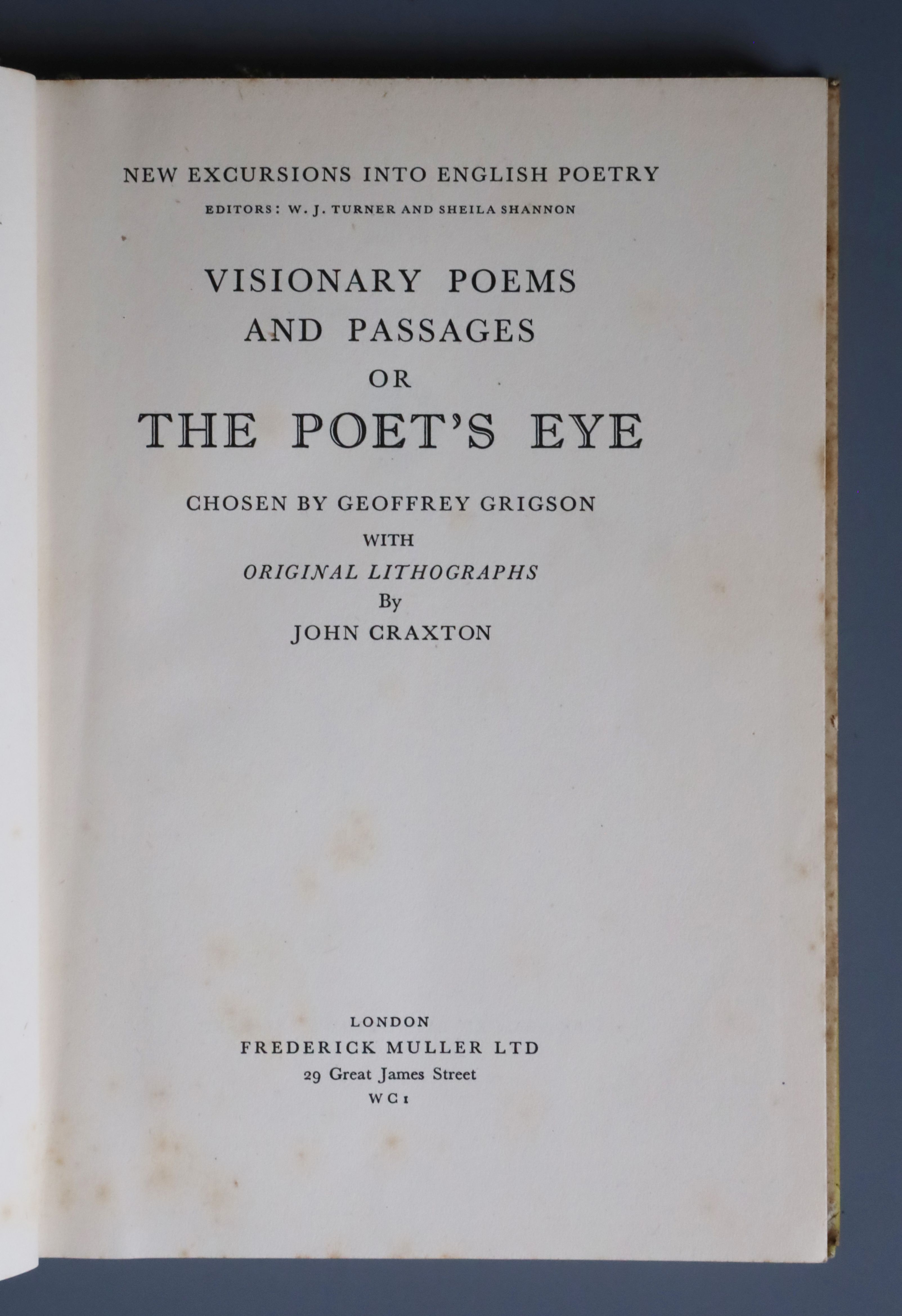 Grigson, Geoffrey - The Poets Eye, 1st edition, 8vo, pictorial cloth with d.j., illustrated with - Image 2 of 2