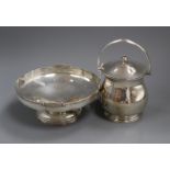 A Mappin & Webb silver presentation biscuit barrel and cover and a silver footed presentation bowl