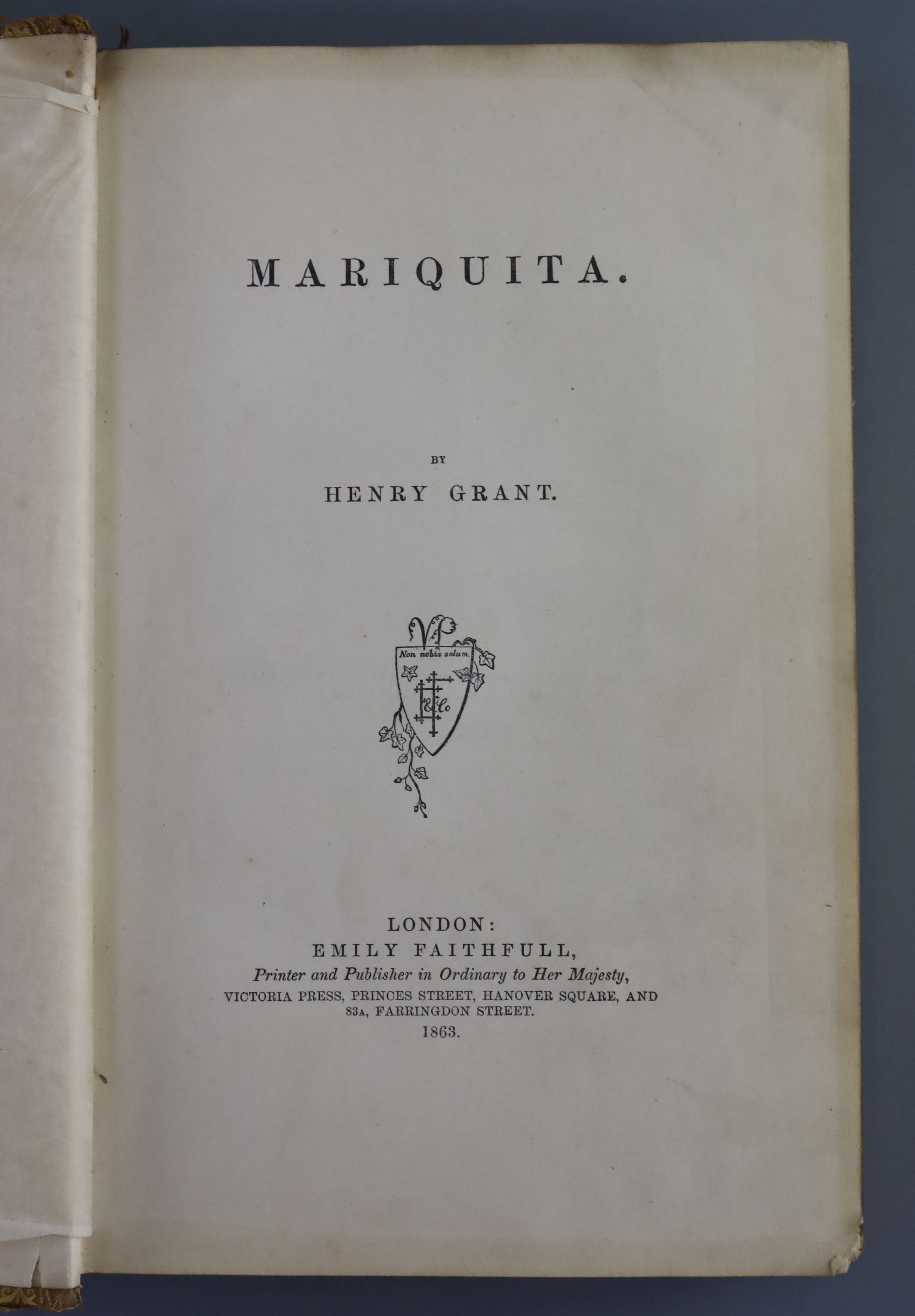 Grant, Henry - Mariquita, 8vo, gilt - decorated brown morocco, designed by John Leighton,