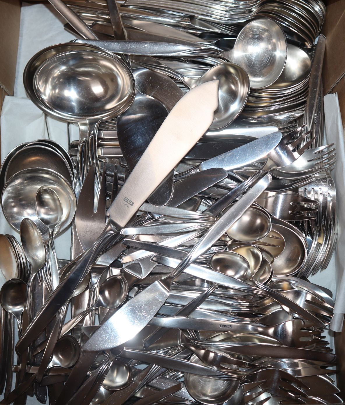 A large BSF Inox canteen of cutlery, German, for twelve including six butter knives and six