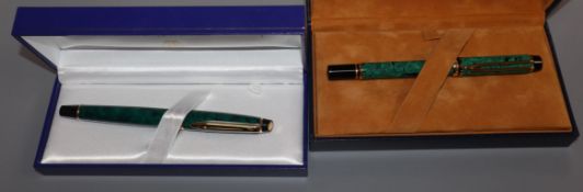 Two cased Waterman fountain pens, one with '18k' nib