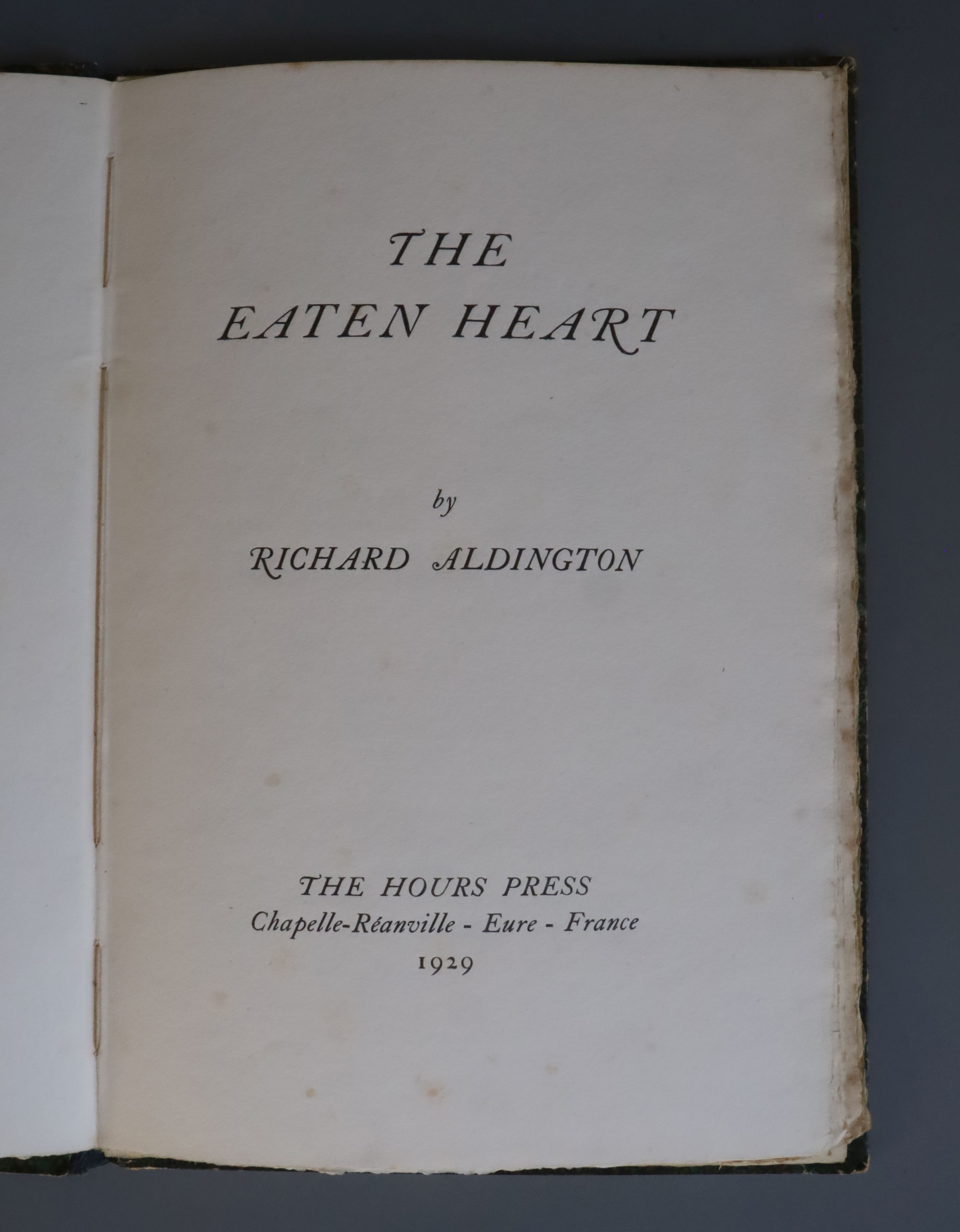 Adlington, Richard - The Eaten Heart, number 143 of 200, signed by the author, qto, marbled