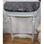 A Louis XVI style painted console table with marble top W.62cm