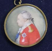 A late 18th / early 19th century oil on vellum?, miniature of Ferdinand Prinz von Braunschweig,