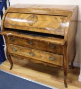 An 18th century North Italian kingwood and marquetry cylinder bureau of shaped form, line-inlaid and