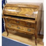 An 18th century North Italian kingwood and marquetry cylinder bureau of shaped form, line-inlaid and