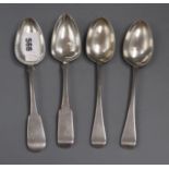 A pair of George IV silver Old English pattern tablespoons, London 1829 and two Scottish fiddle