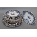 A blue and white part dinner service