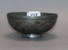 An Indian Bidri ware bowl diameter 13.5cm