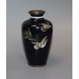 A Japanese silver wire cloisonne enamel vase, Meiji period