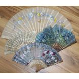 Four various fans including bone and painted