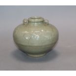 A Chinese Longquan celadon jar, Yuan dynasty height 10cm