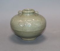 A Chinese Longquan celadon jar, Yuan dynasty height 10cm