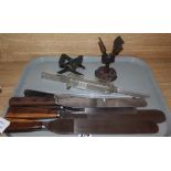 Six wood handled stainless steel spatula's, a Friedrichs condenser and two other items