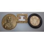 A bronze 'Henri III and Maria de Medici' medallion plaque and two other items