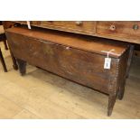 A William III boarded oak sabre chest, dated 1694, later top W.115cm