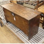 A 17th century oak six-plank coffer W.107cm