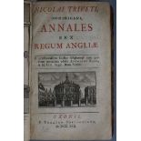 Triveth, Nicolaus - Annales sex regum Angliae, 1st edition, 8vo, calf, rebacked, with engraved