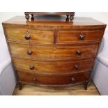 A 19th century mahogany banded and inlaid bow-fronted five-drawer chest W.107cm